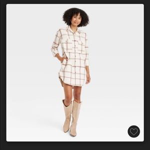 Flannel Dress - Tan and Cream - Size S NWT